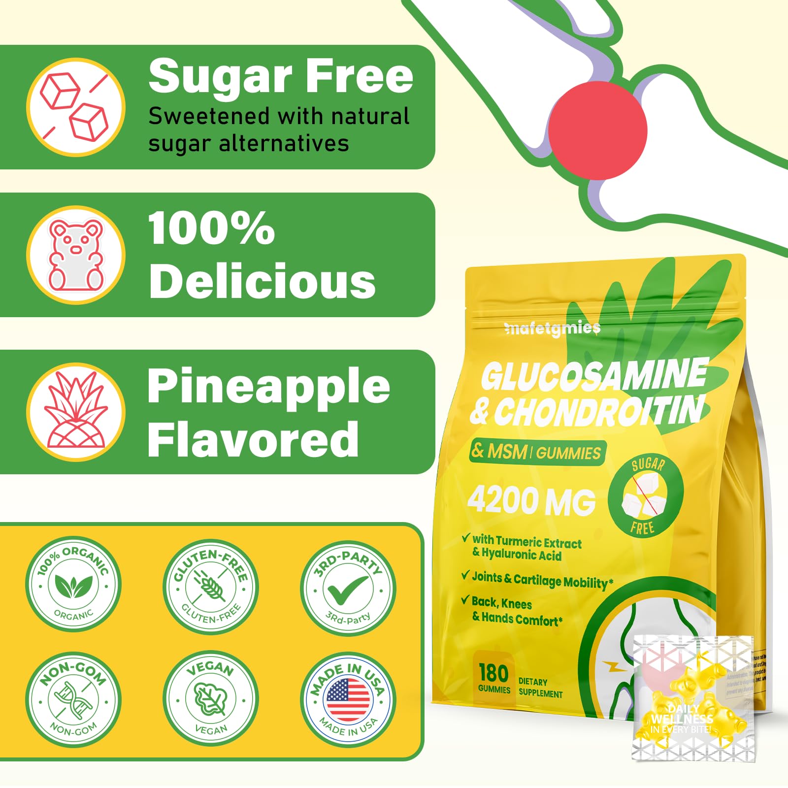 Mafetgmies Glucosamine Chondroitin Gummies with a measuring spoon