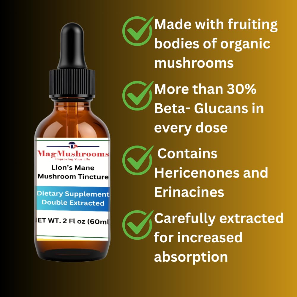 Mag Mushrooms Lion's Mane Mushroom Liquid Extract close-up of label