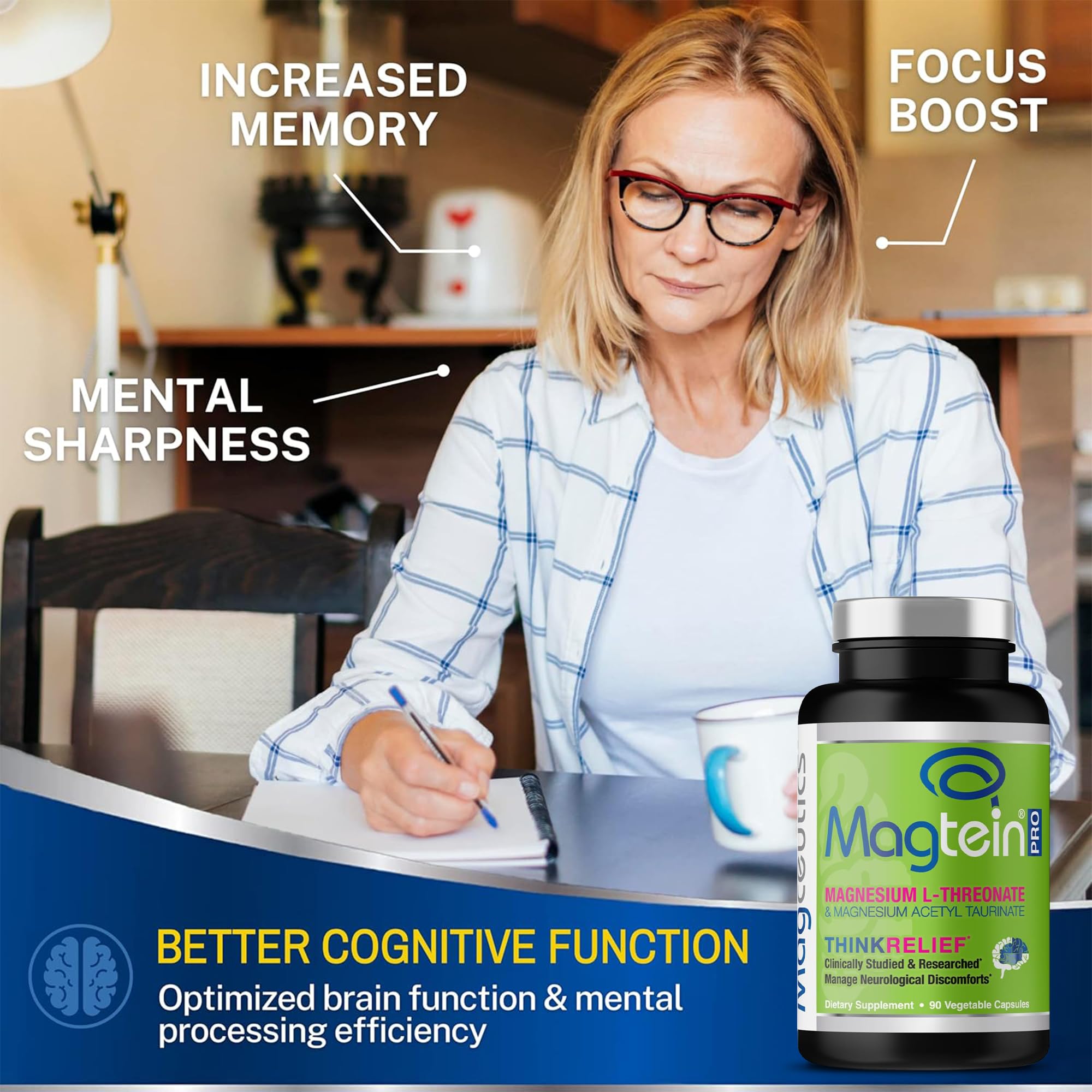 Magceutics Magnesium L Threonate & Acetyl Taurinate Capsules bottle with label