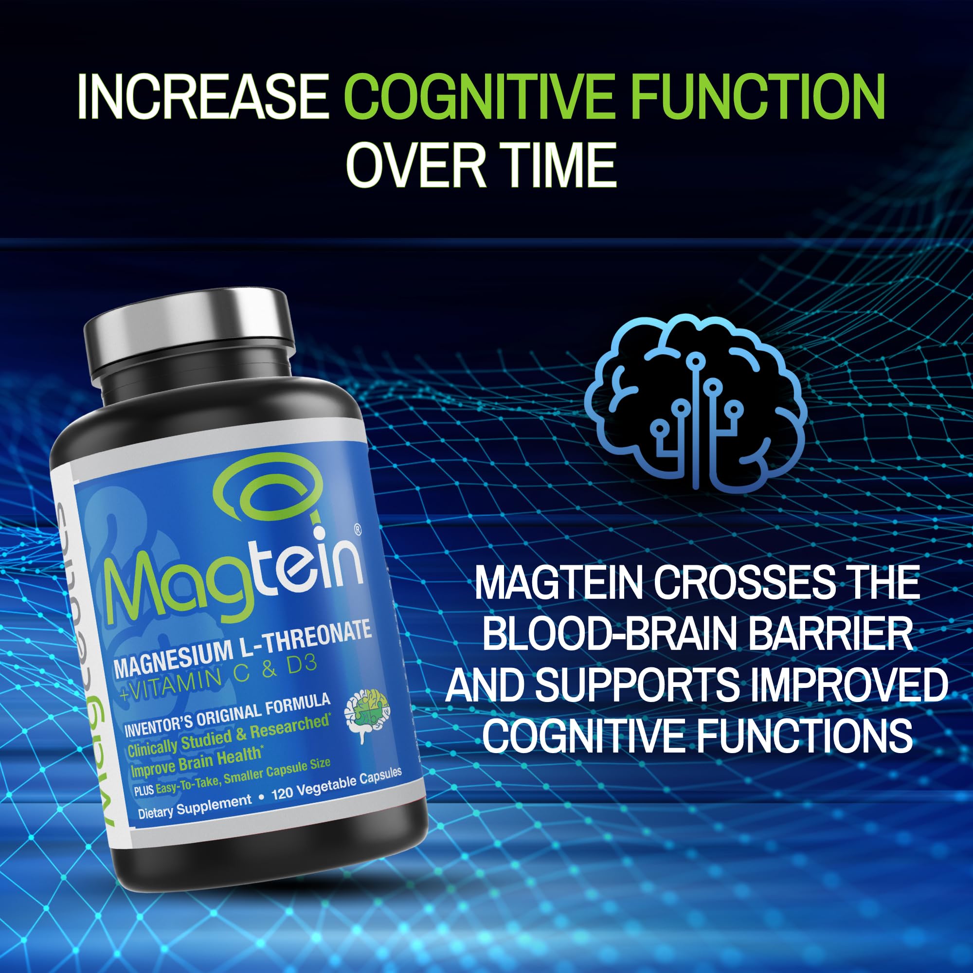 Magceutics Magnesium L Threonate supplement on a wooden table