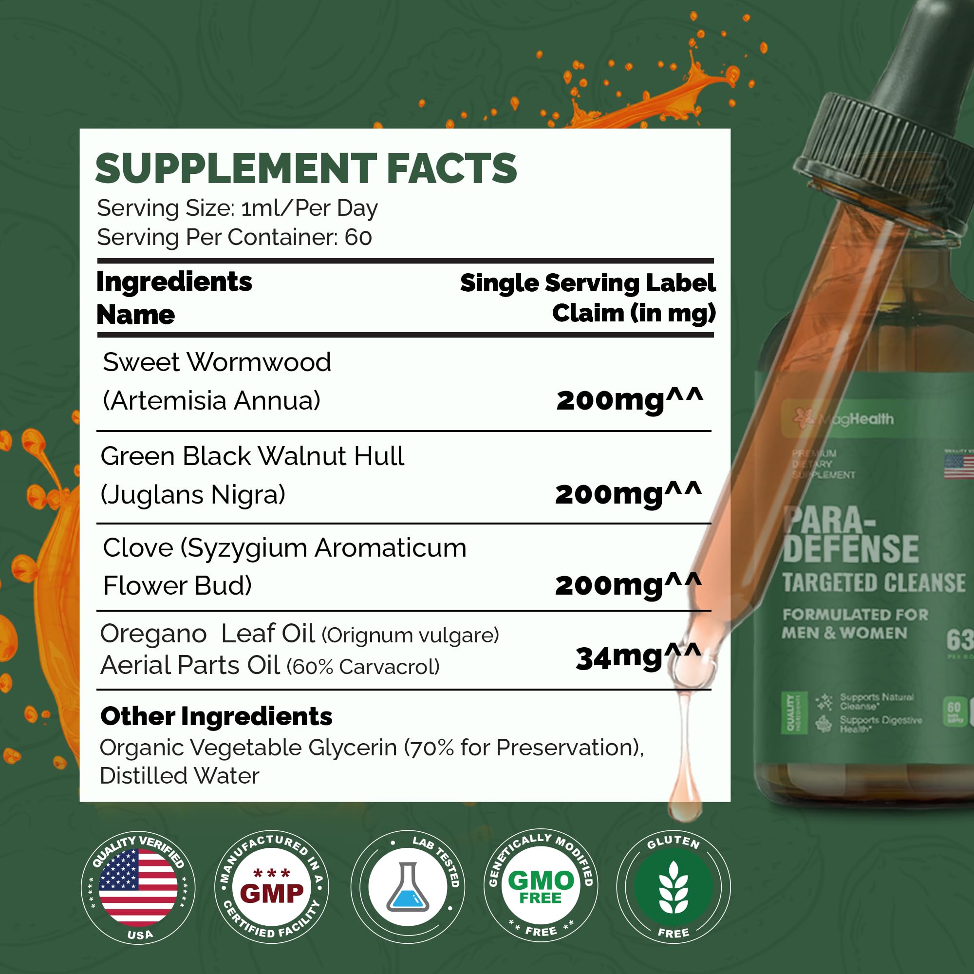 MagHealth Wormwood Tincture bottle on a wooden table