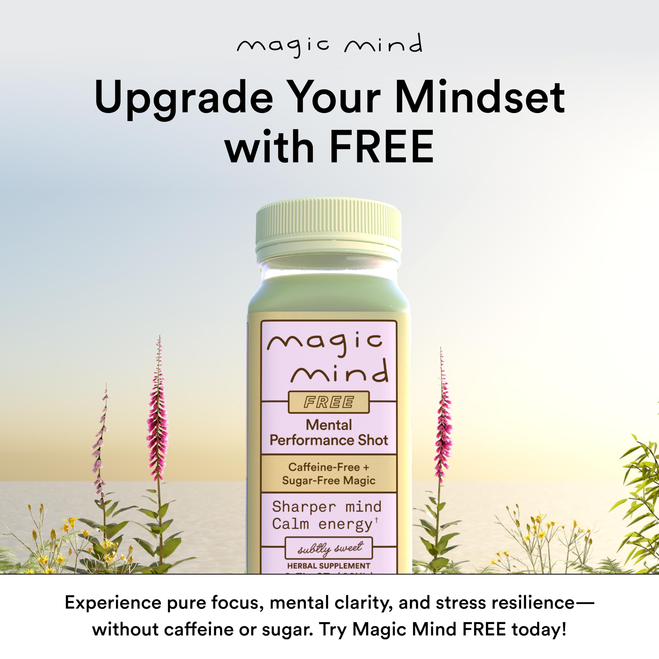 Magic Mind Daily Cognitive Support Shot 2oz on a table