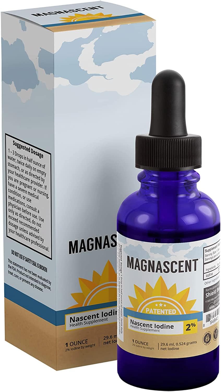 Magnascent Nascent Iodine Drops 2% front view in glass bottle