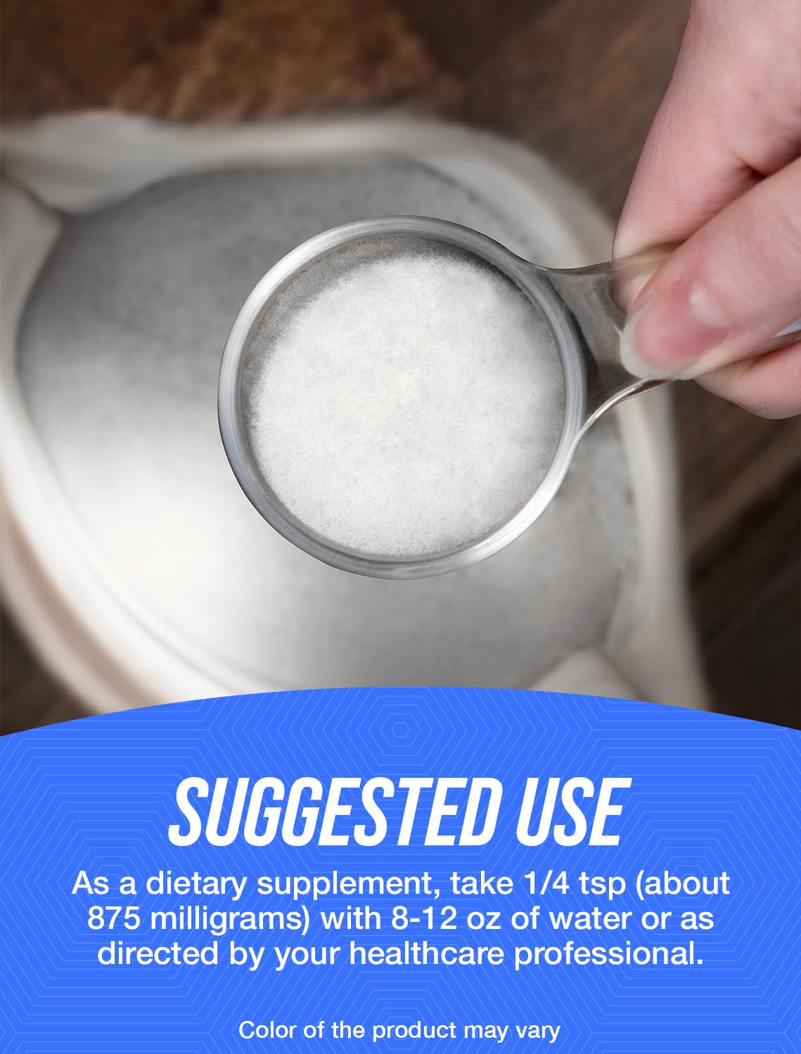 Magnesium Carbonate powder in a measuring spoon