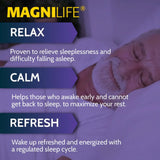 MagniLife Sleep Aid Tablets 125 Count back view with ingredient list