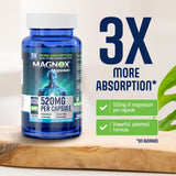 MAGNOX 520mg Magnesium Supplement back view with nutritional information