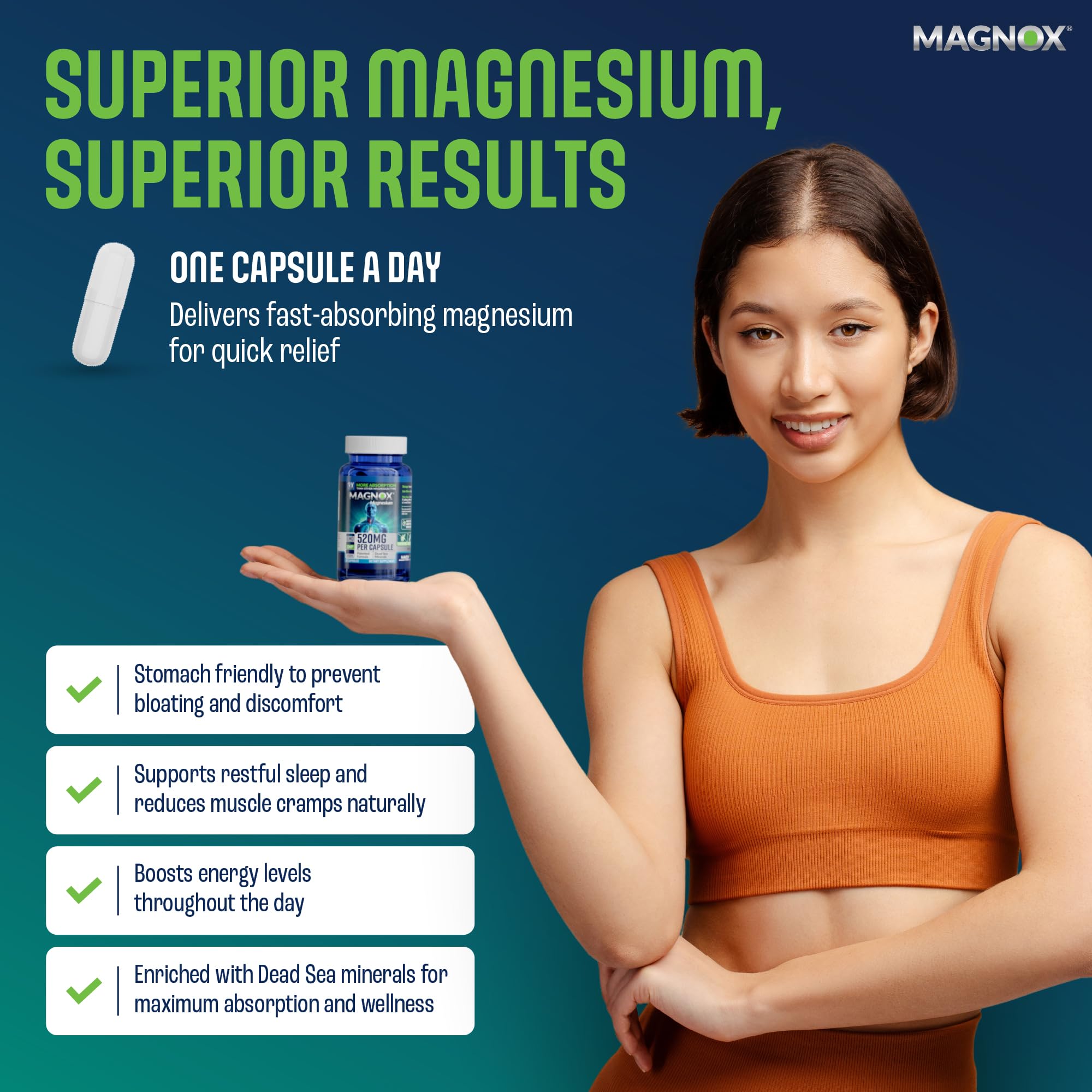 MAGNOX 520mg Magnesium Supplement lifestyle scene on a kitchen counter
