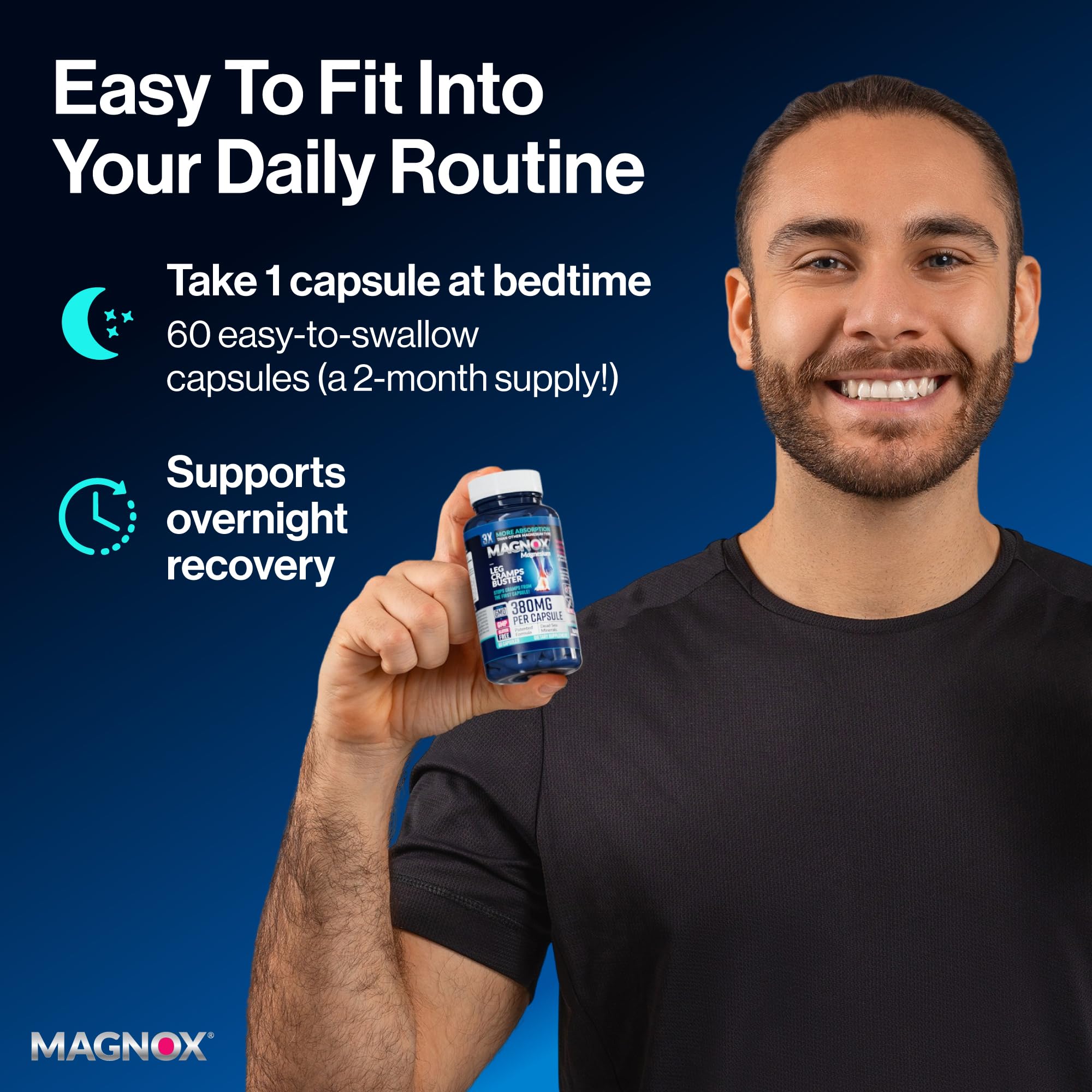 MAGNOX Leg Cramps Buster magnesium supplement on a table