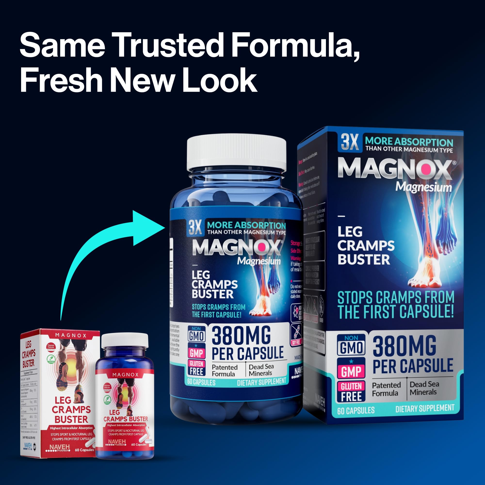 MAGNOX Leg Cramps Buster magnesium supplement with packaging