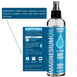 Magnum Solace Magnesium Oil 227g back view with ingredients