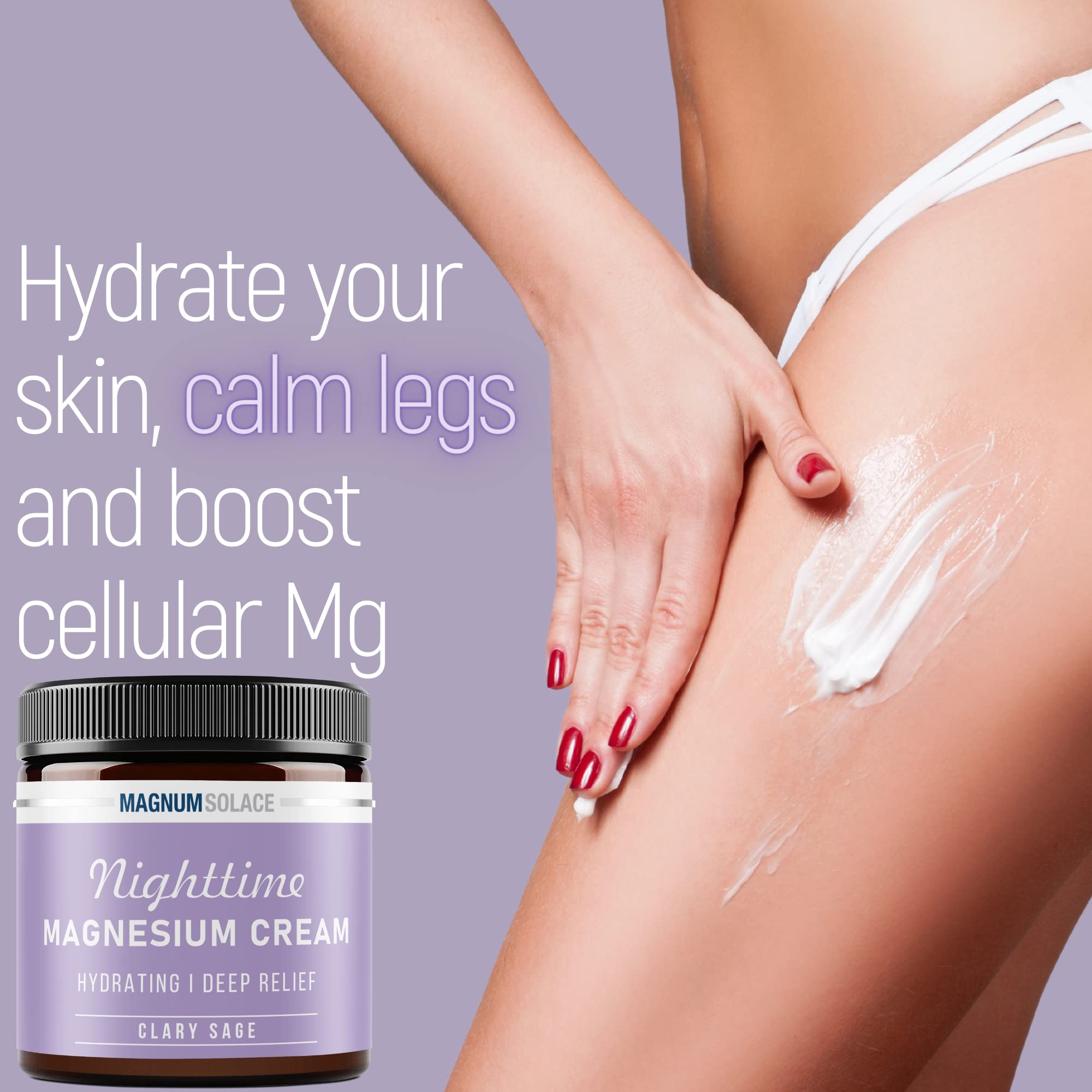 Magnum Solace Nighttime Magnesium Cream 250mg jar side view