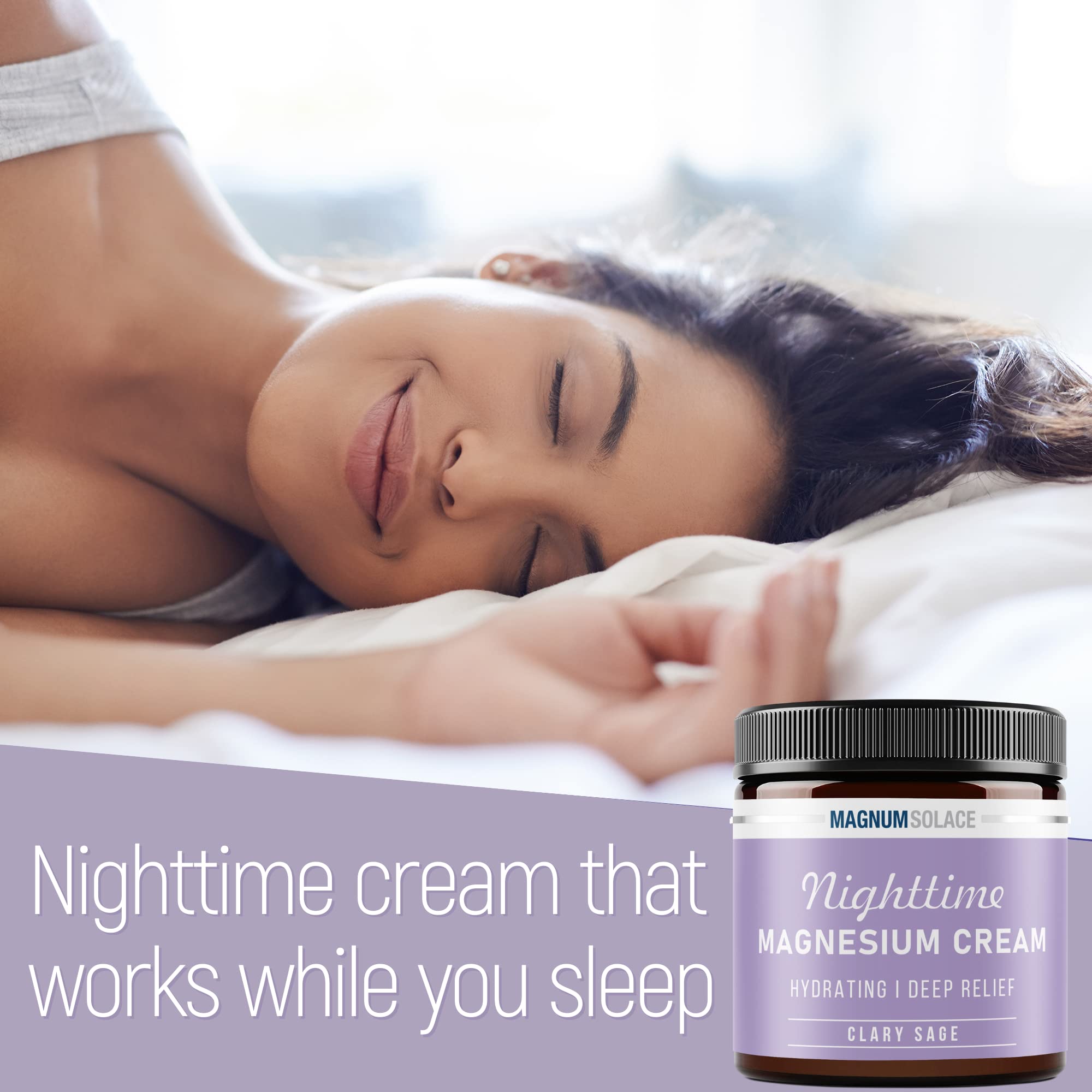 Magnum Solace Nighttime Magnesium Cream 250mg jar top view