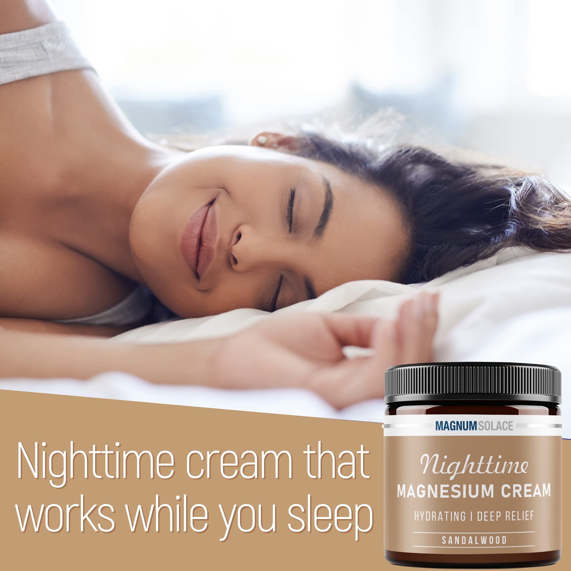 Magnum Solace Nighttime Magnesium Cream jar side view