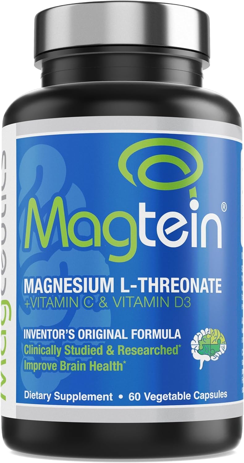 Magtein Magnesium L-Threonate Supplement 60 veggie capsules front view
