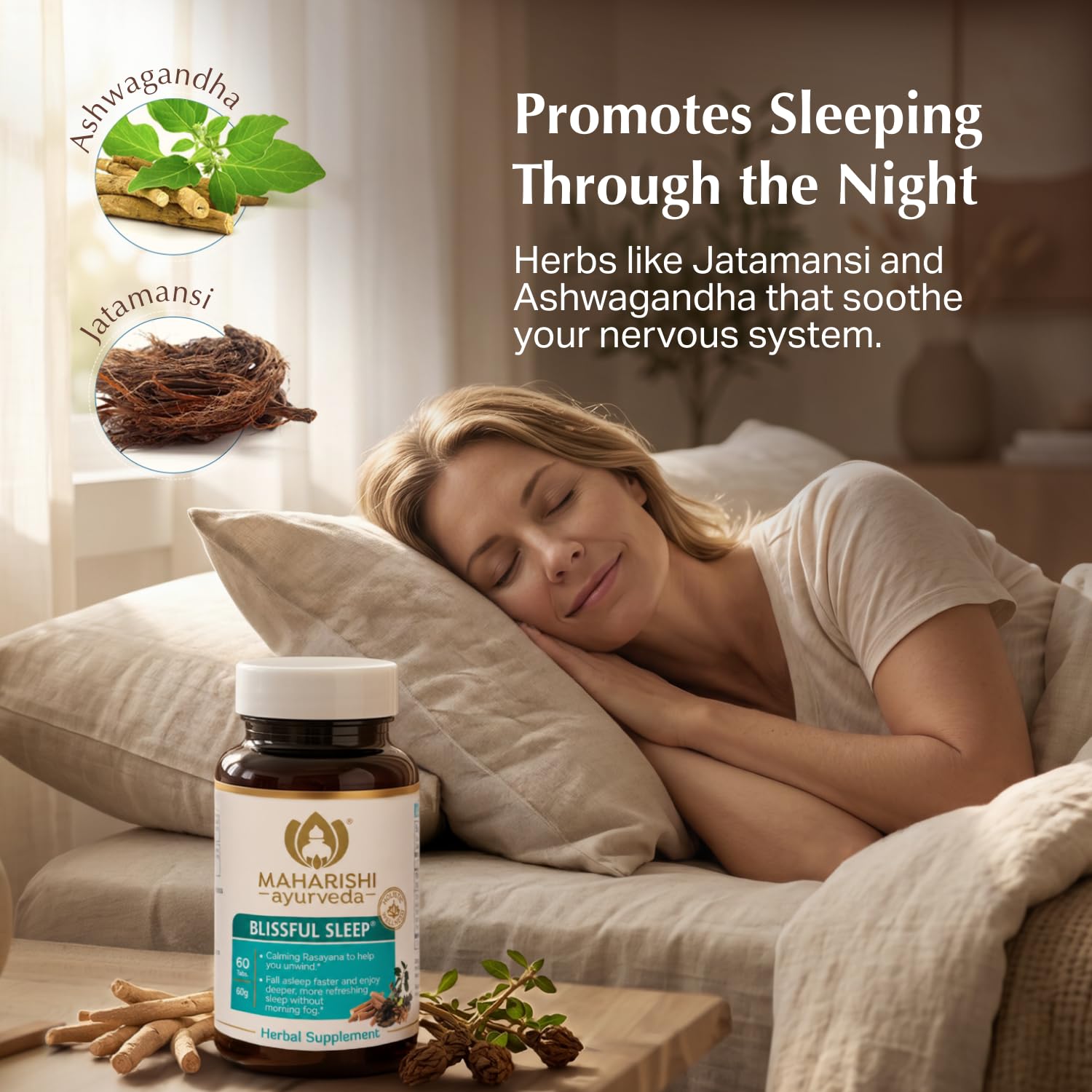 Maharishi Ayurveda Blissful Sleep® tablet bottle side view