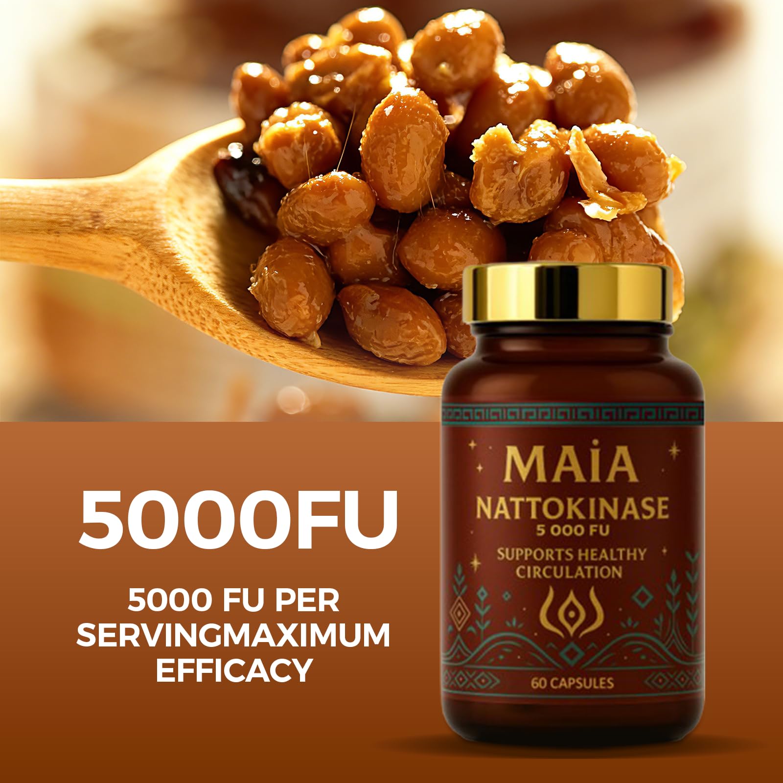 MAÏA Nattokinase 5000 Fu Enzyme Capsules with packaging