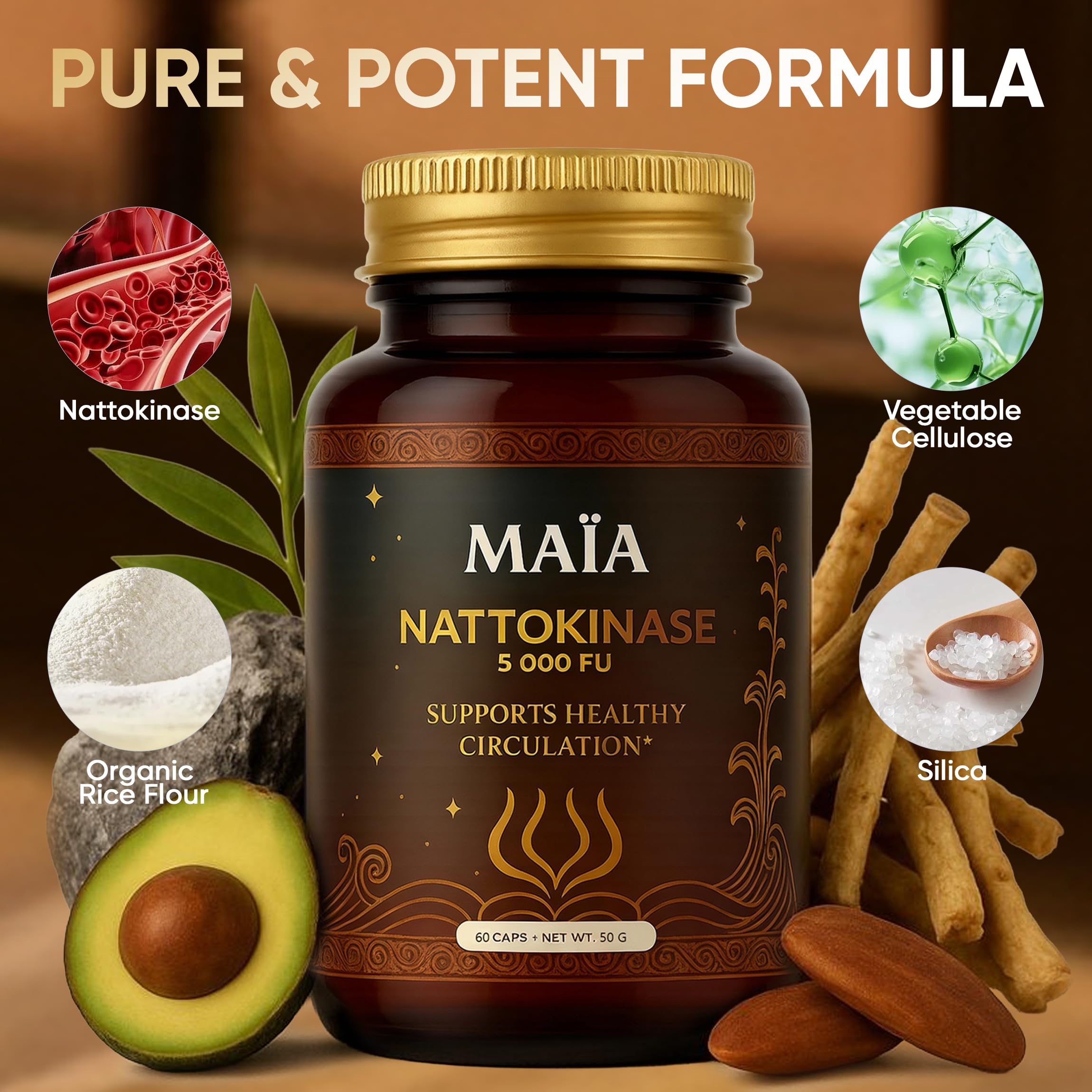 MAÏA Nattokinase Multi-Enzyme Supplement packaging