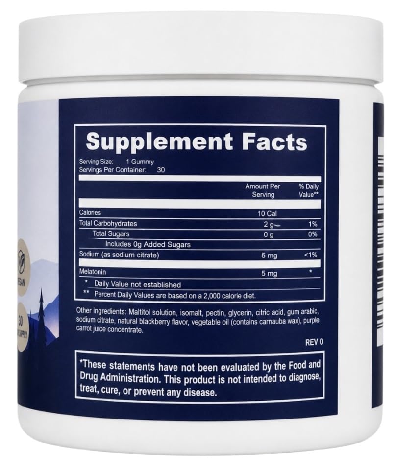 Main Products Melatonin 5 mg Gummies with natural blackberry flavour description