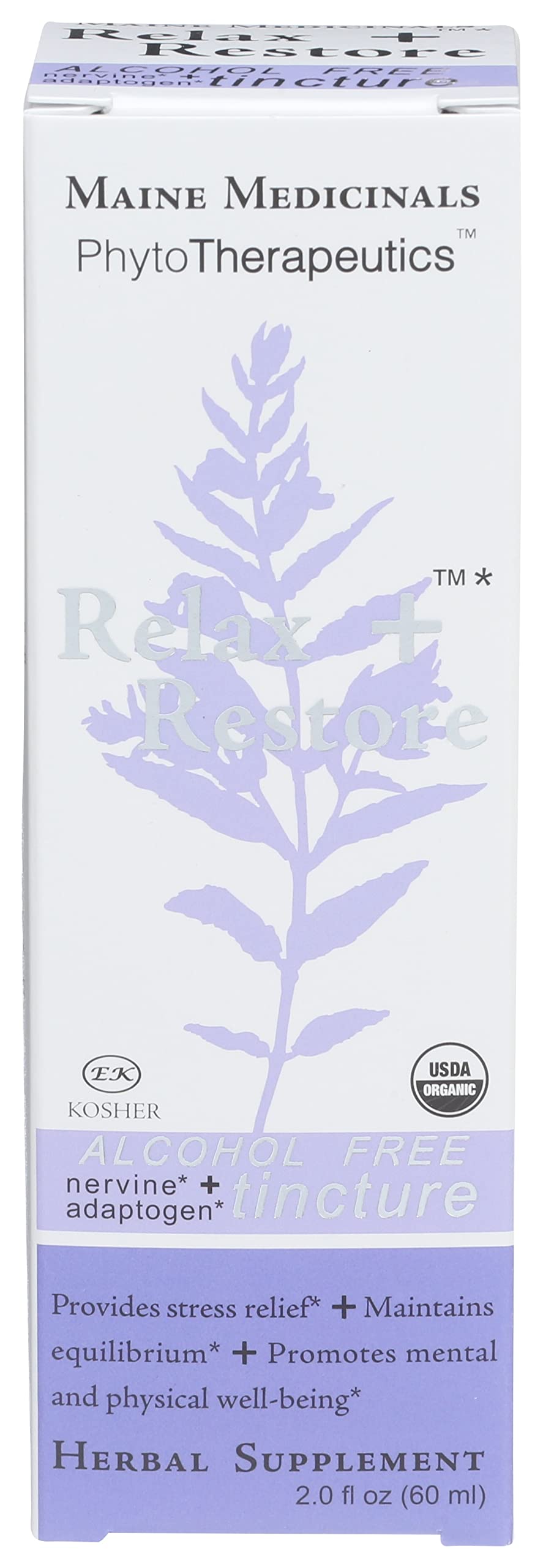 Maine Medicinals daily wellness + Restore packaging with herbal ingredients