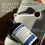 Maine Medicinals Elderberry Syrup 8 fl oz pouring into a spoon