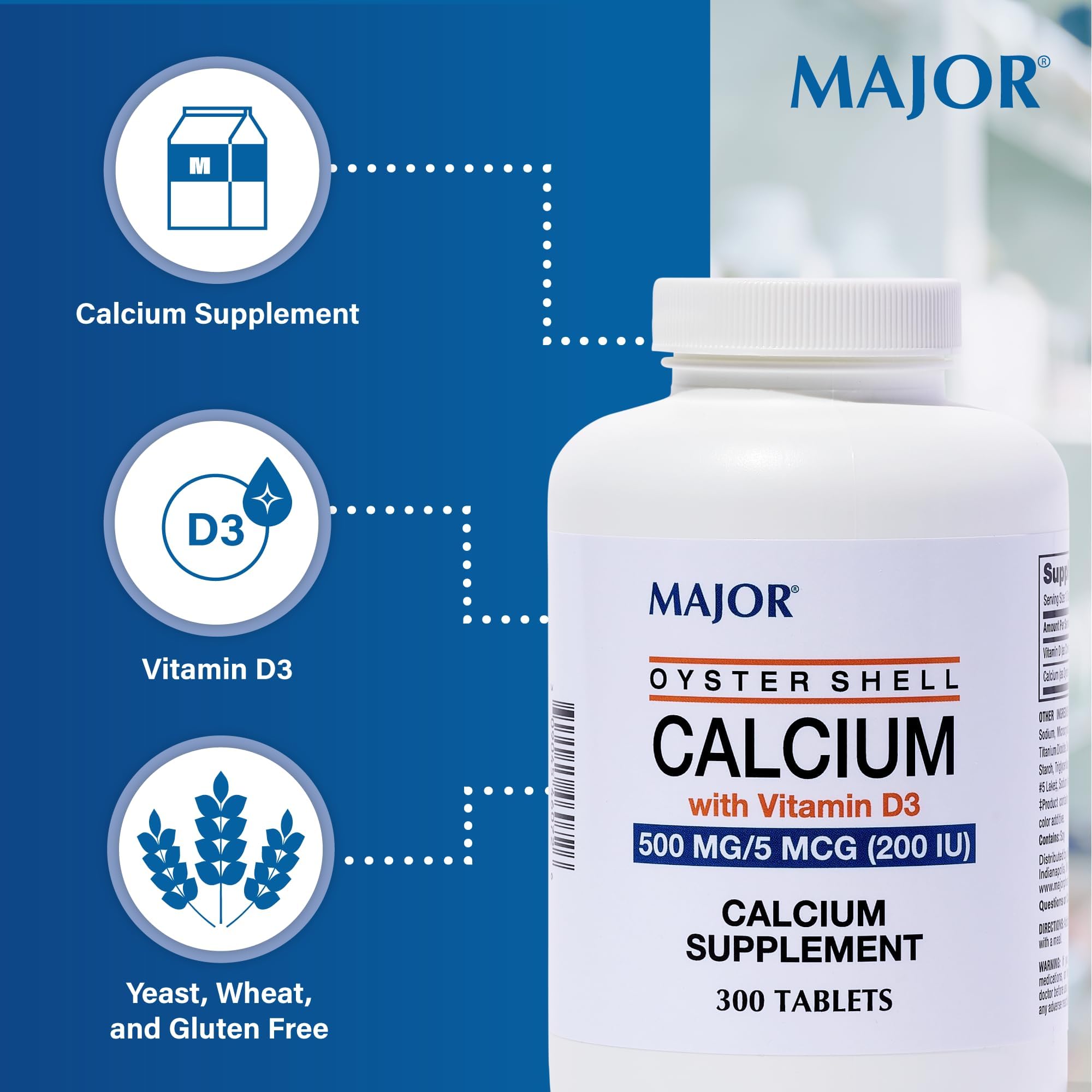 MAJOR Calcium from Oyster Shells with Vitamin D packaging