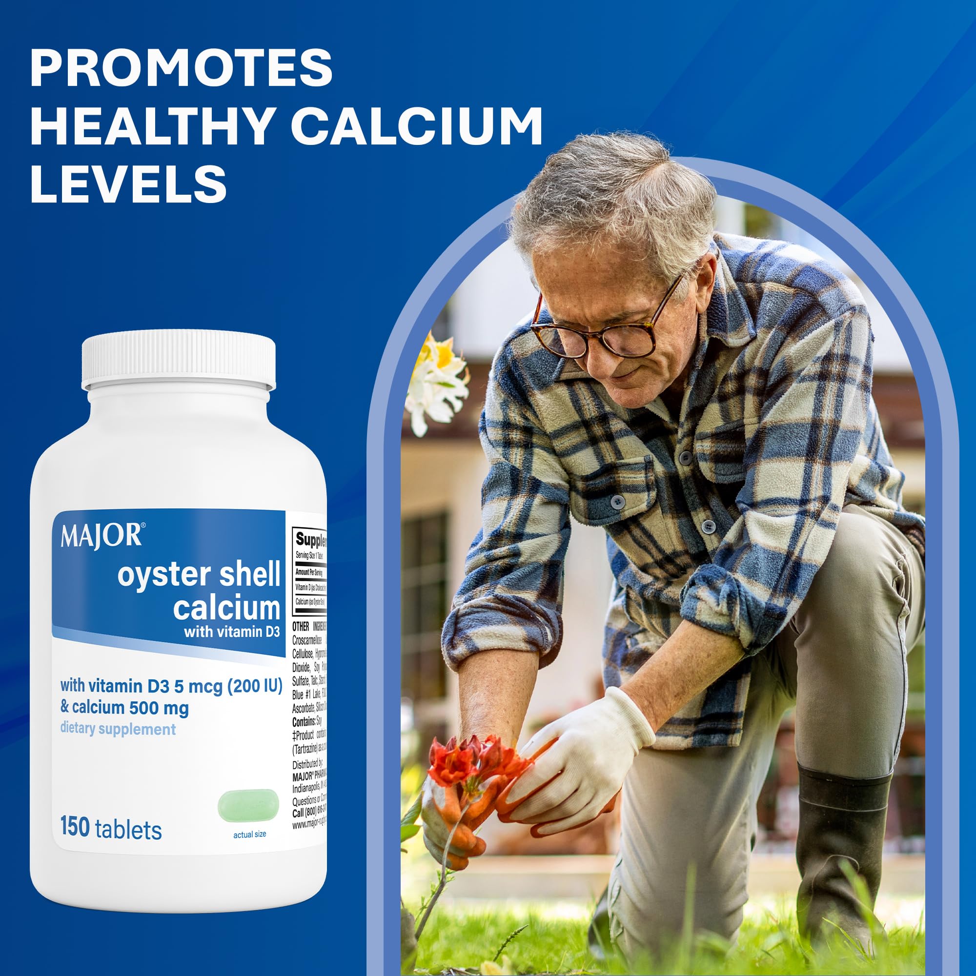 MAJOR Calcium with Vitamin D3 Tablets in hand for scale