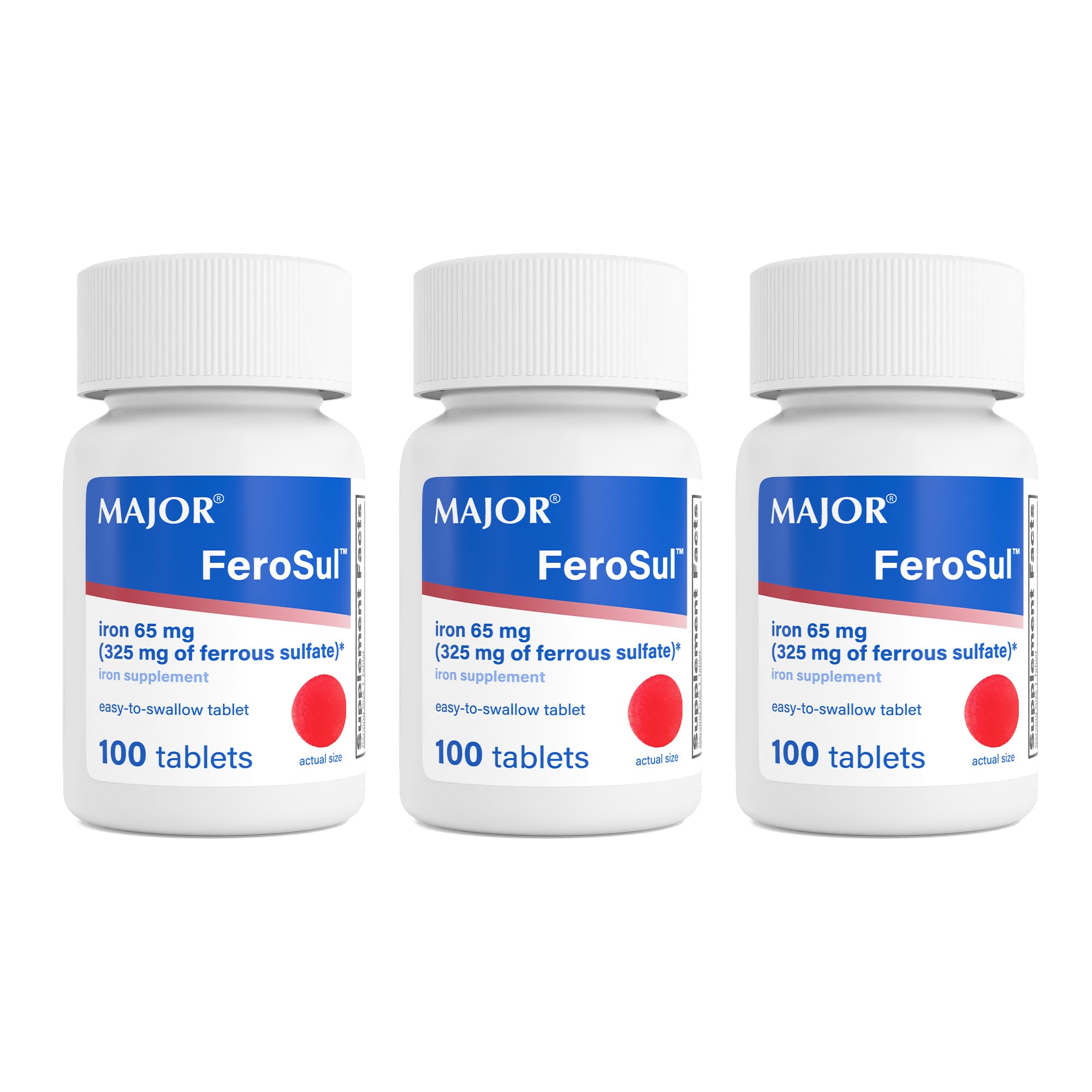 MAJOR Ferosul Iron Supplement 325mg Ferrous Sulfate front view