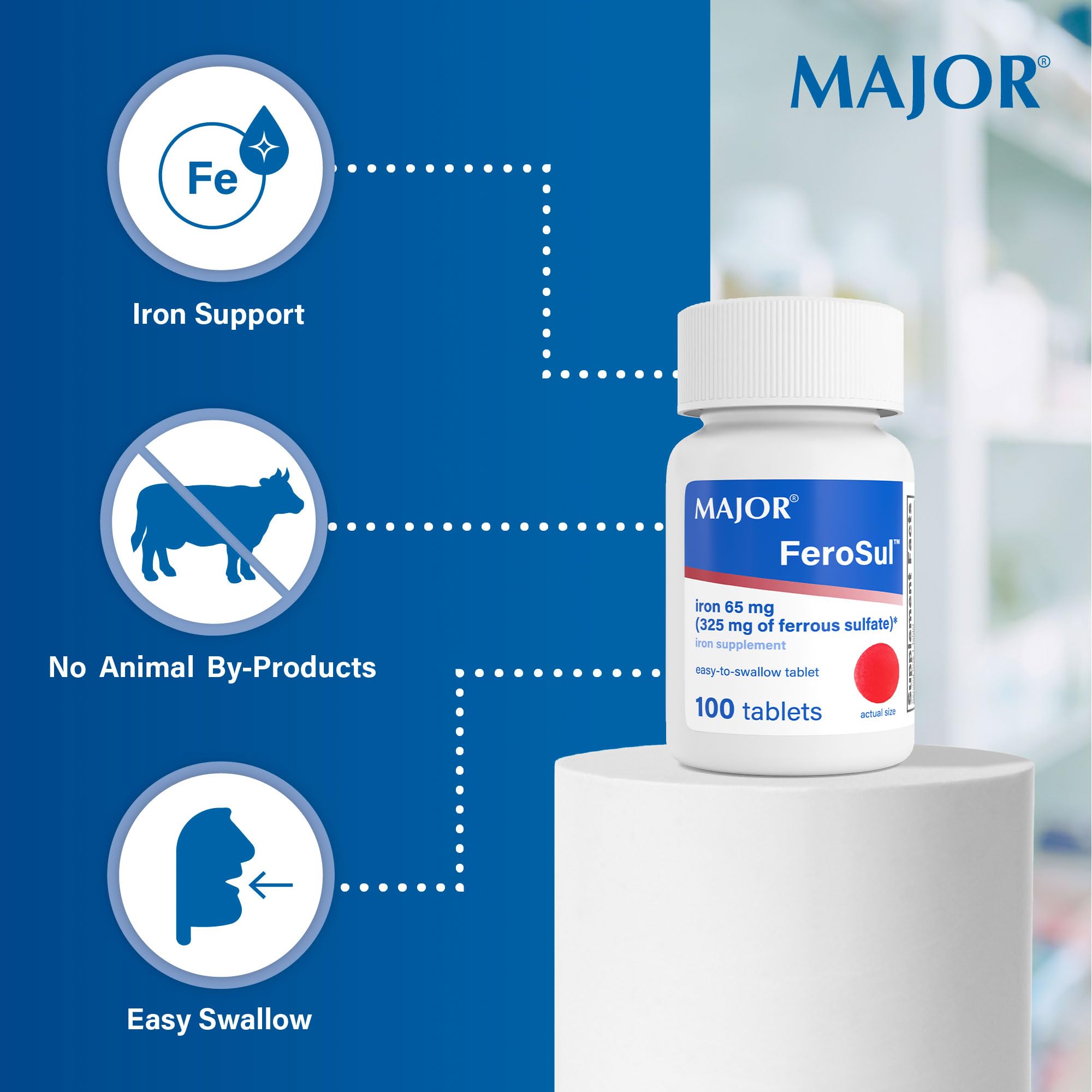MAJOR Ferosul Iron Supplement 325mg Ferrous Sulfate ingredients list