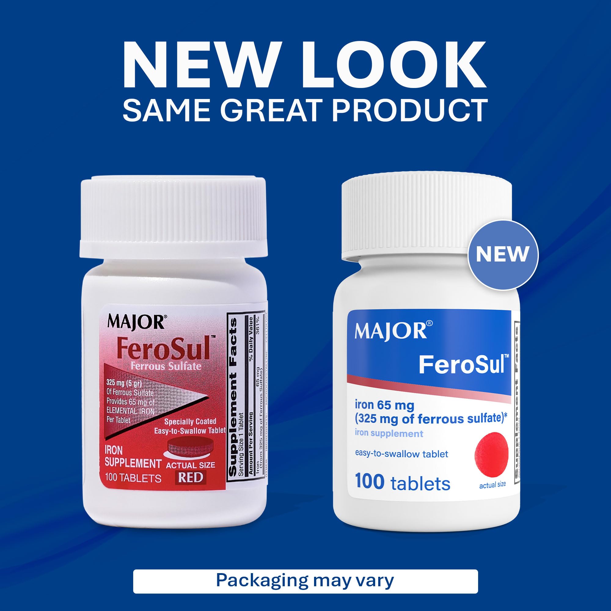 MAJOR Ferosul Iron Supplement 325mg Ferrous Sulfate packaging