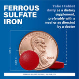 MAJOR Ferosul Iron Supplement 325mg Ferrous Sulfate tablets on a surface