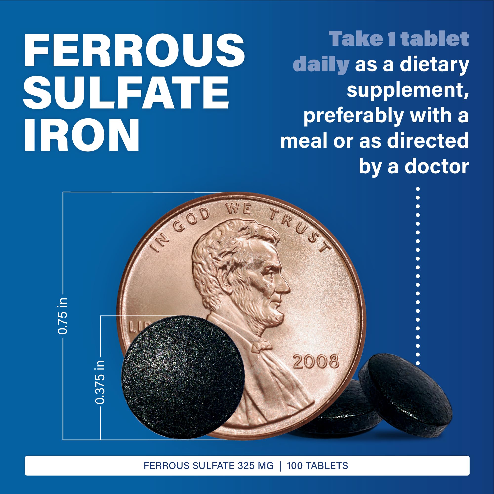 MAJOR Ferrous Sulfate Iron Tablets 325mg packaging
