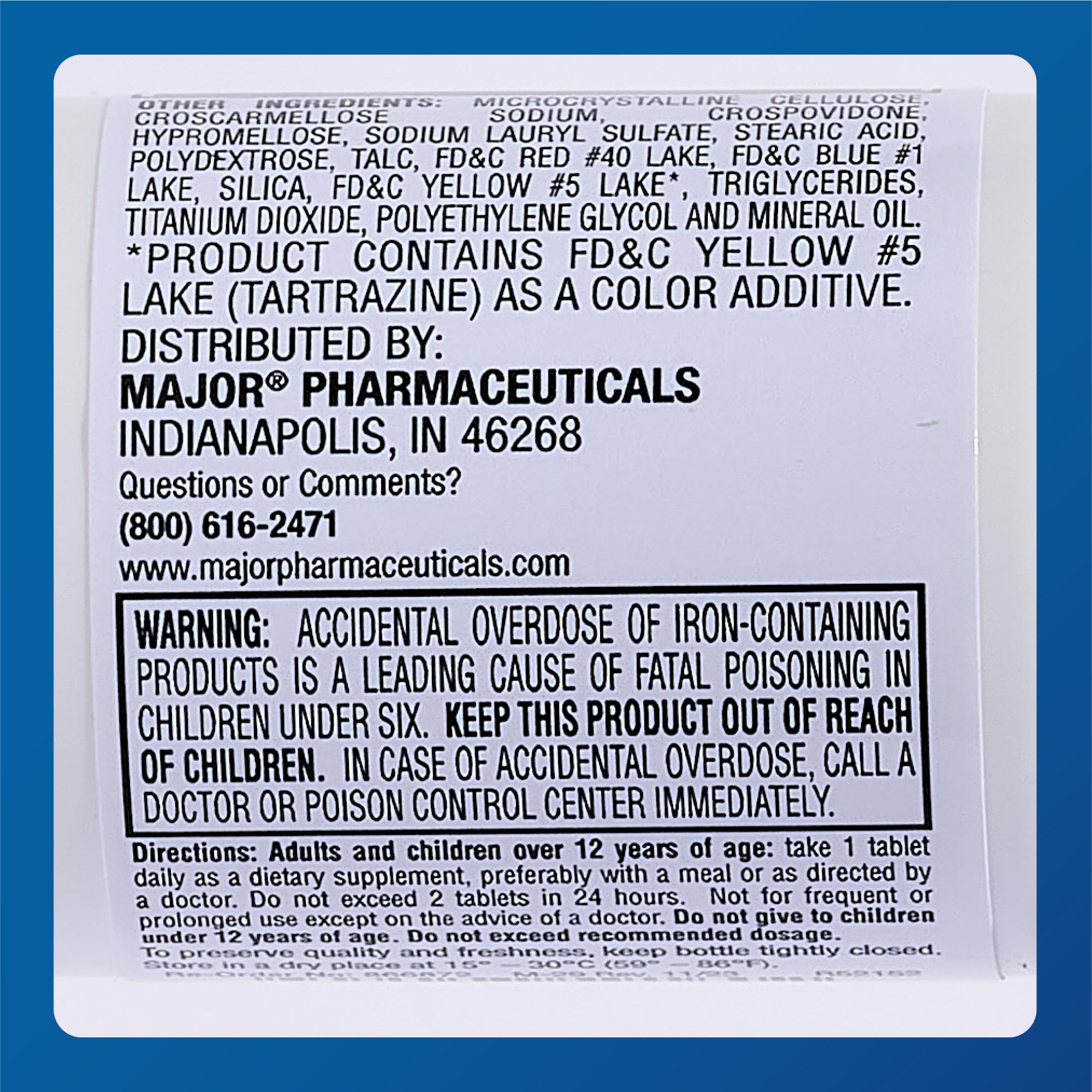 MAJOR Ferrous Sulfate Iron Tablets 325mg with measuring spoon