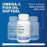 MAJOR Fish Oil Softgels 1000mg back view with ingredients