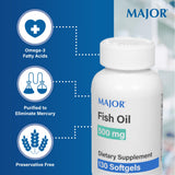 MAJOR Fish Oil Softgels 1000mg side view showing capsule