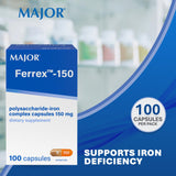 MAJOR Iron Supplement Capsules 150mg side view blister pack