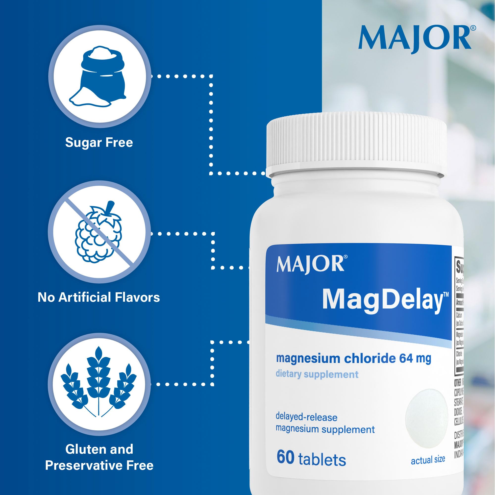 MAJOR MagDelay Magnesium Chloride 64 mg Supplement ingredients list