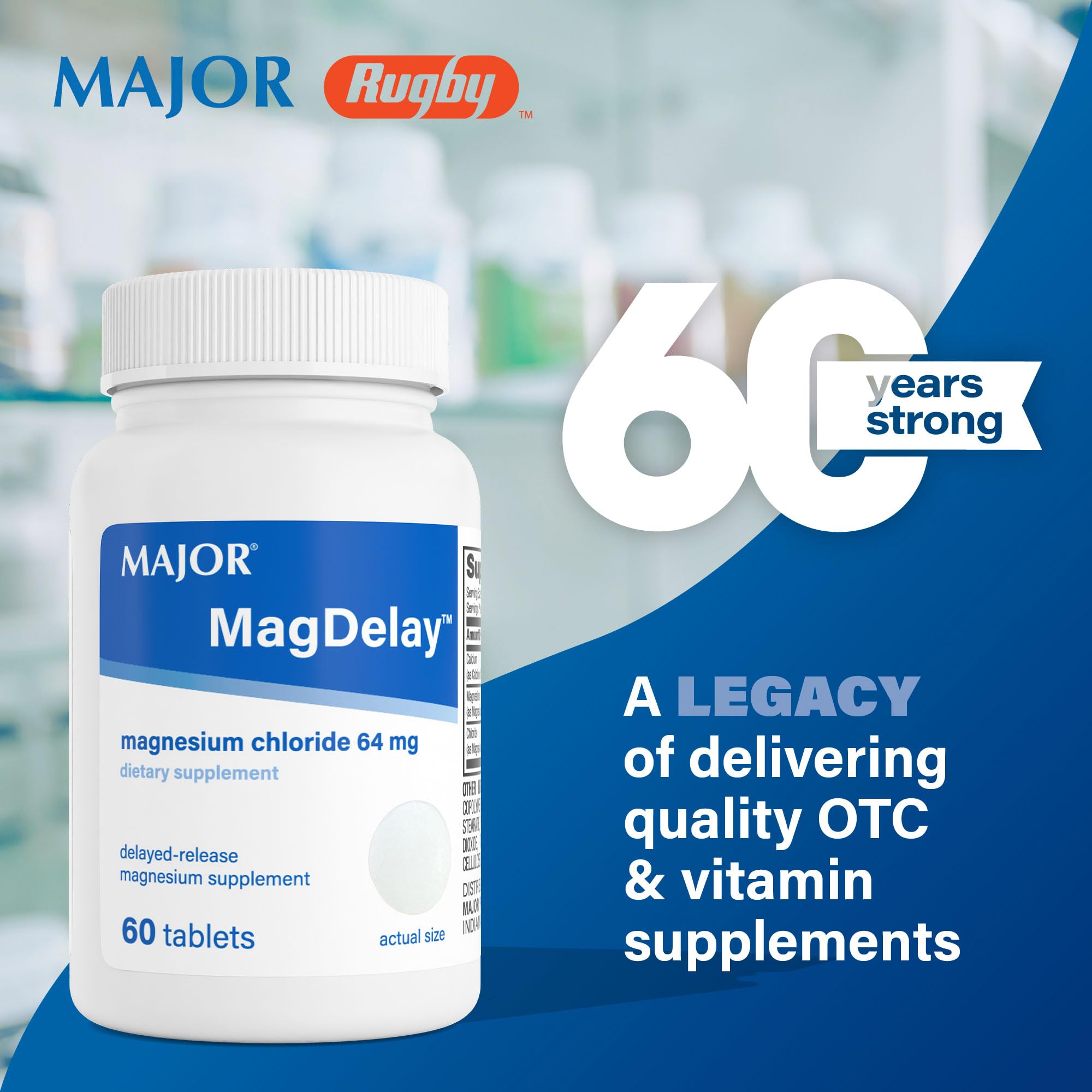 MAJOR MagDelay Magnesium Chloride 64 mg Supplement side view
