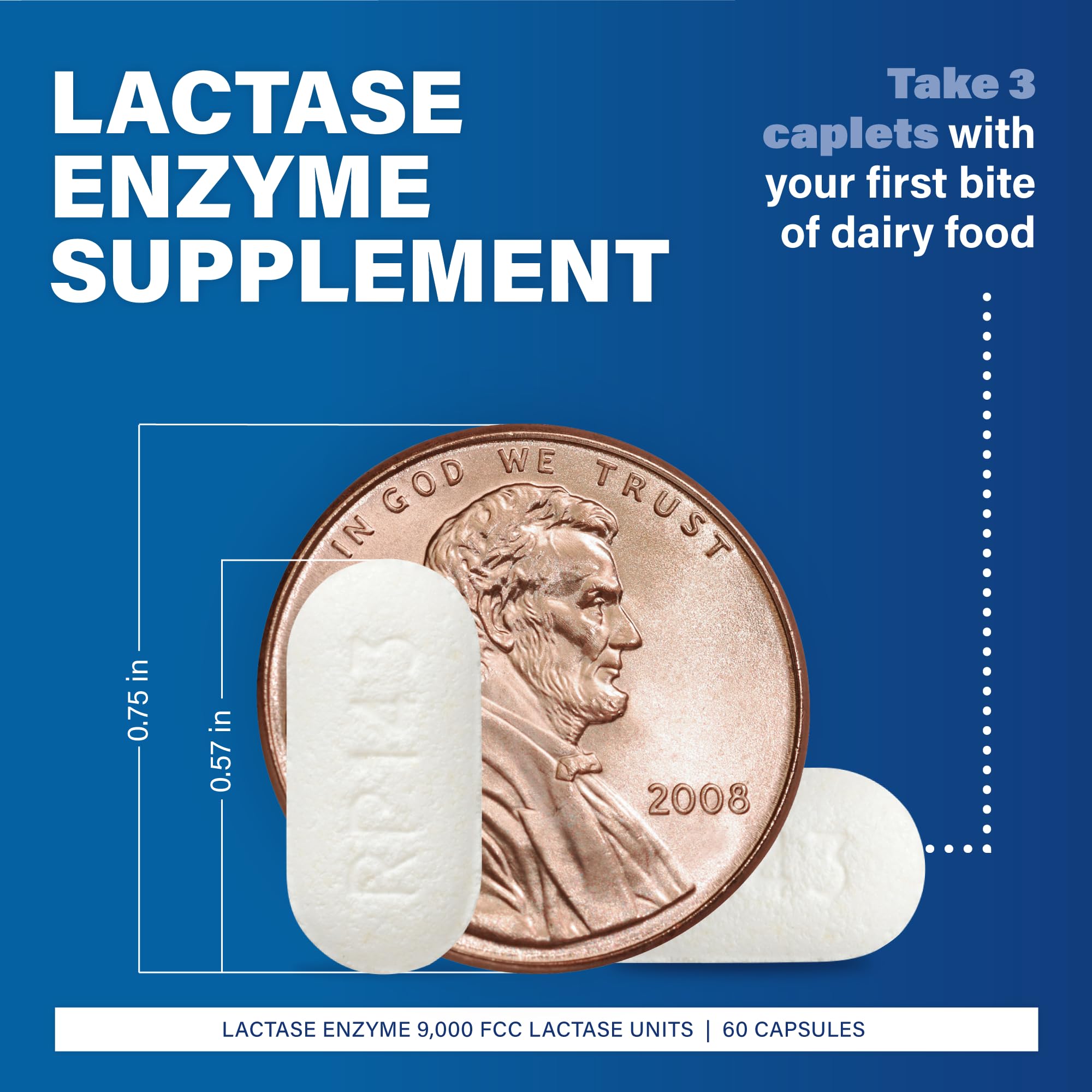 MAJOR Original Dairy Aid supplement side view with caplets