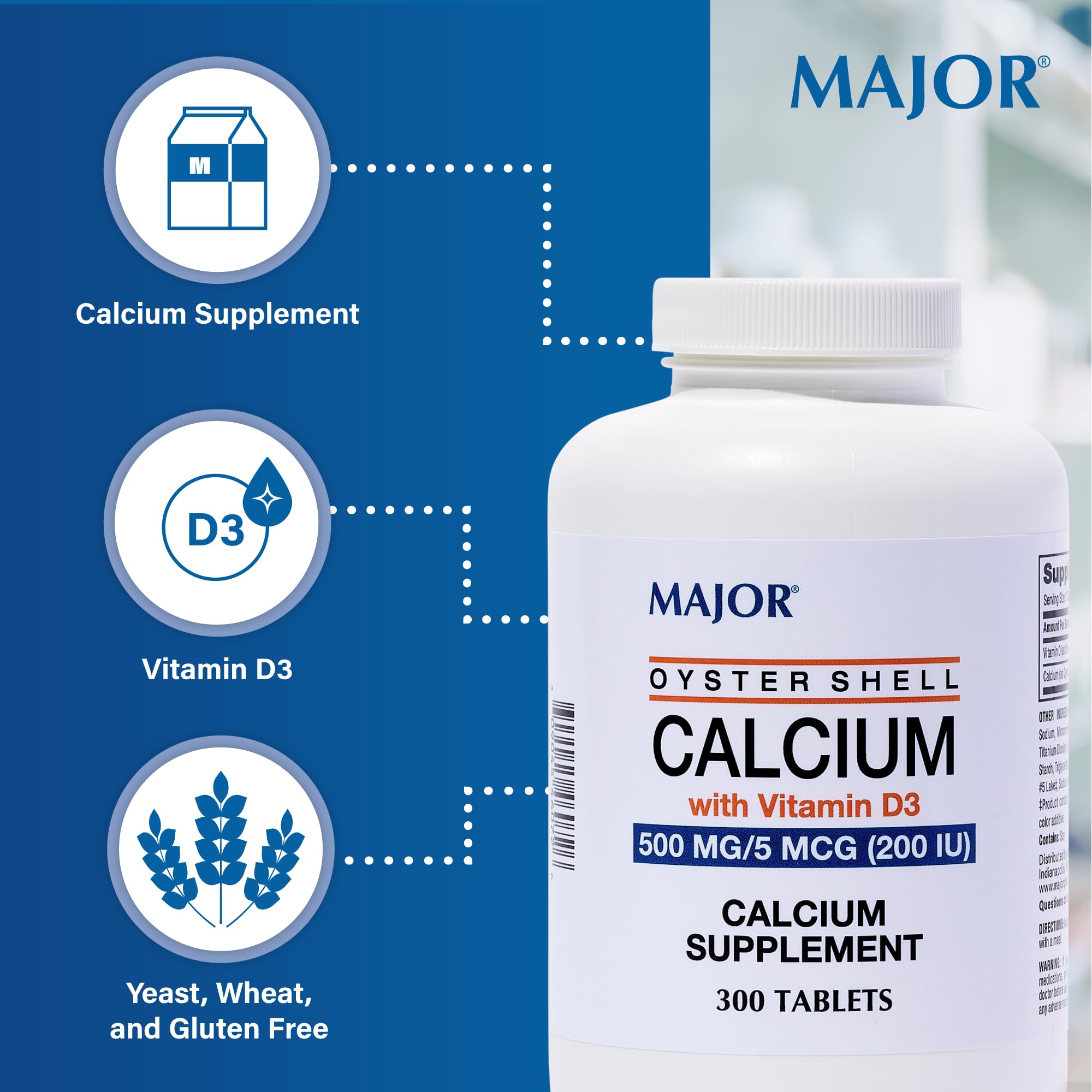 MAJOR Oyster Shell Calcium 500 mg with Vitamin D3 tablet ingredients list