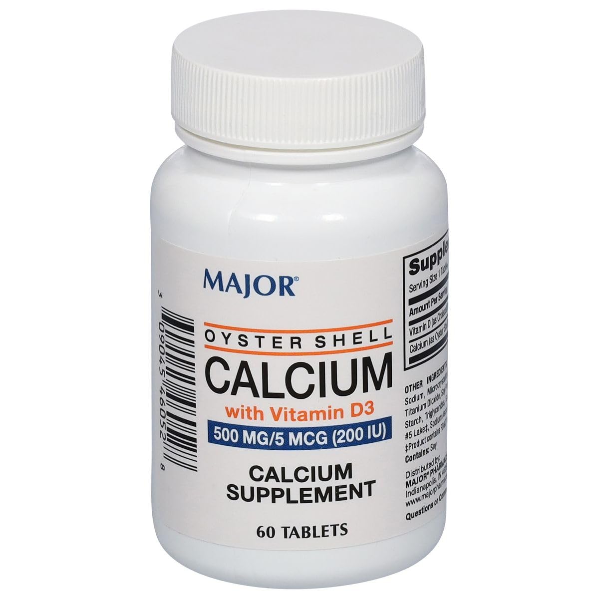 MAJOR Oyster Shell Calcium 500mg supplement bottle front view