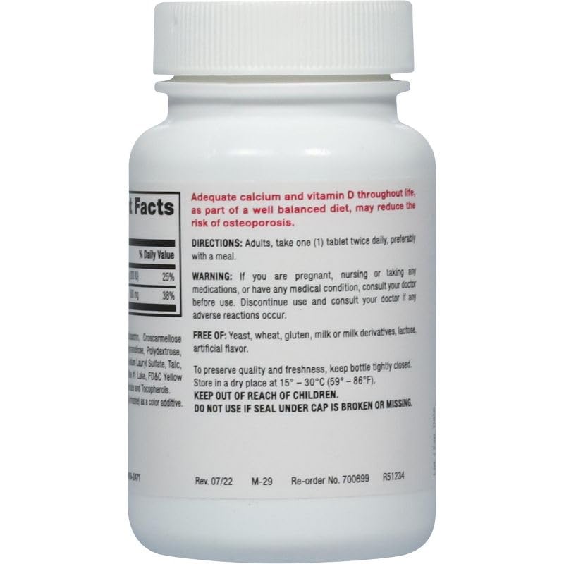 MAJOR Oyster Shell Calcium 500mg supplement bottle side view