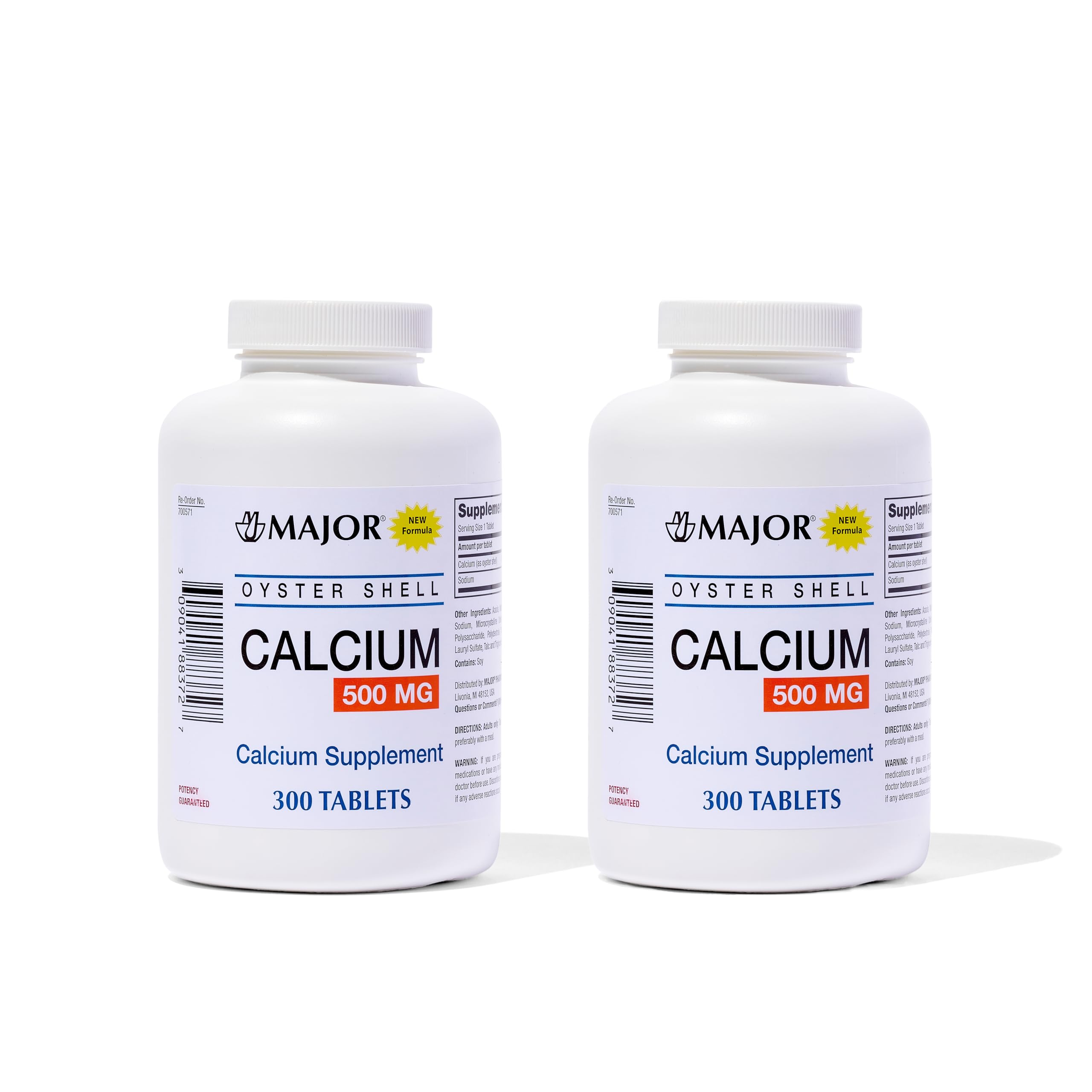 MAJOR Oyster Shell Calcium 500mg tablets front view