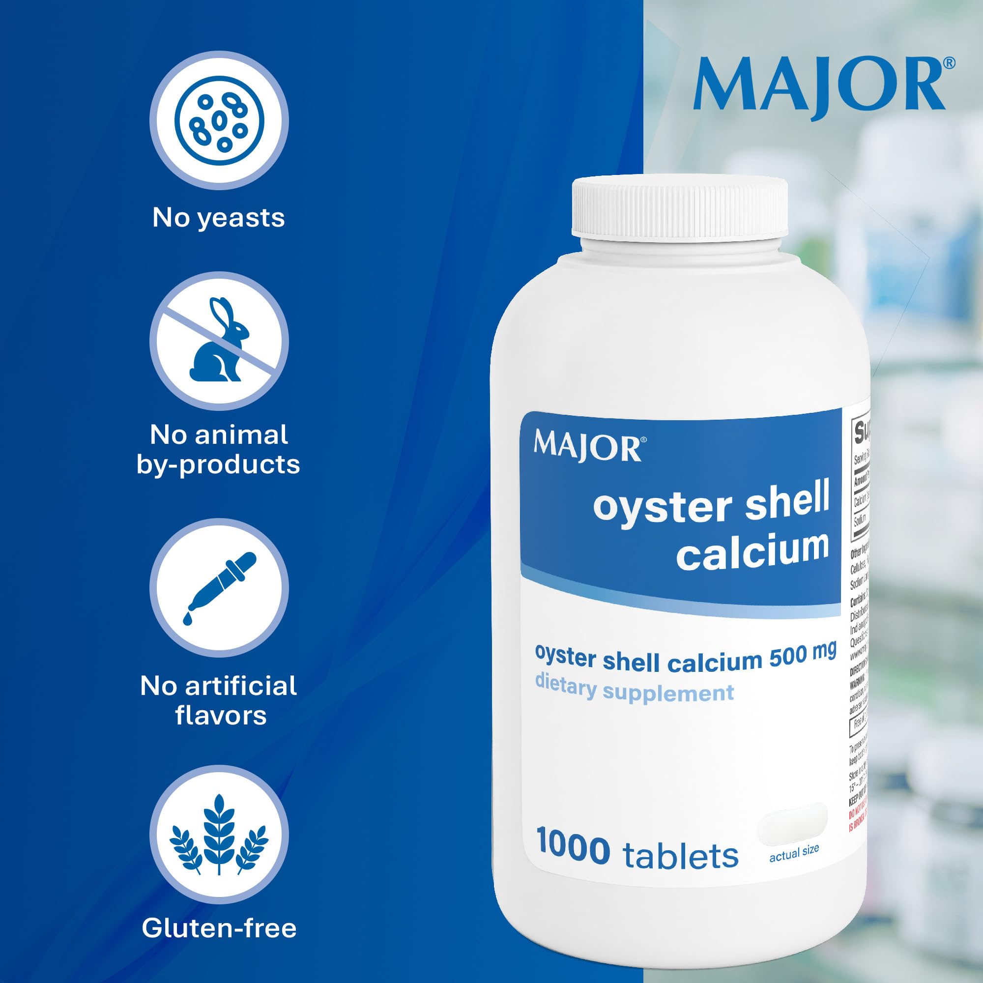 MAJOR Oyster Shell Calcium Tablets 500mg with measuring spoon