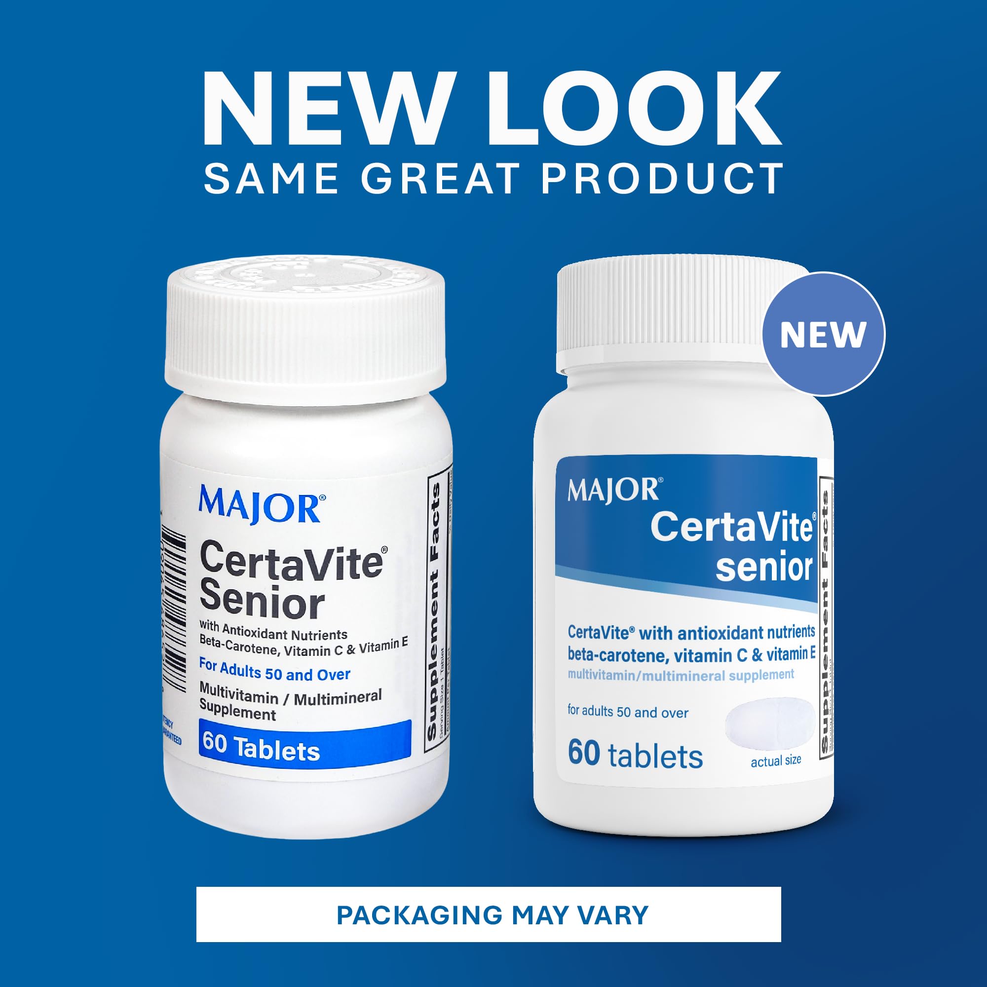 MAJOR Senior Multivitamin back view with dosage instructions