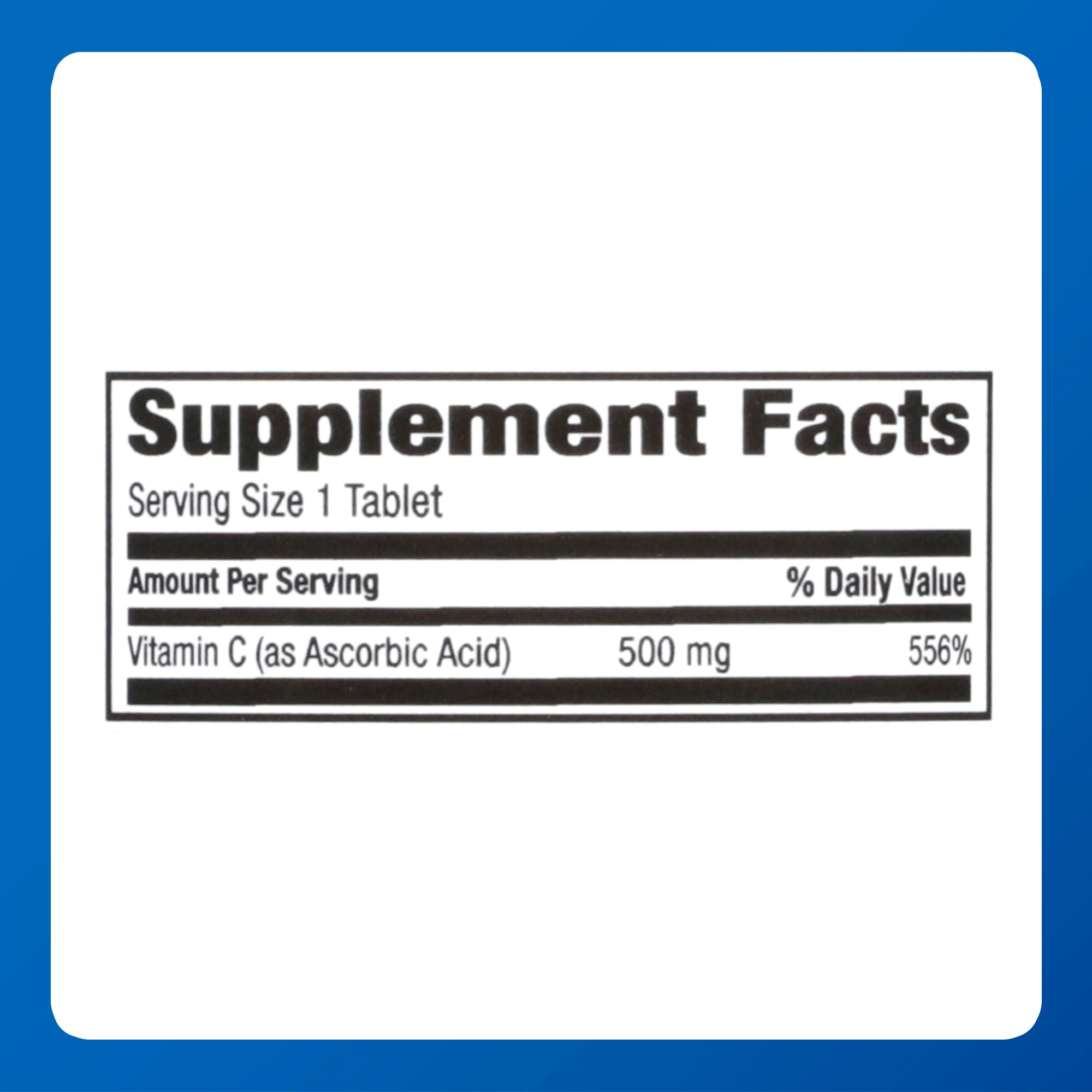 MAJOR Vitamin C Tablets 500mg nutritional information
