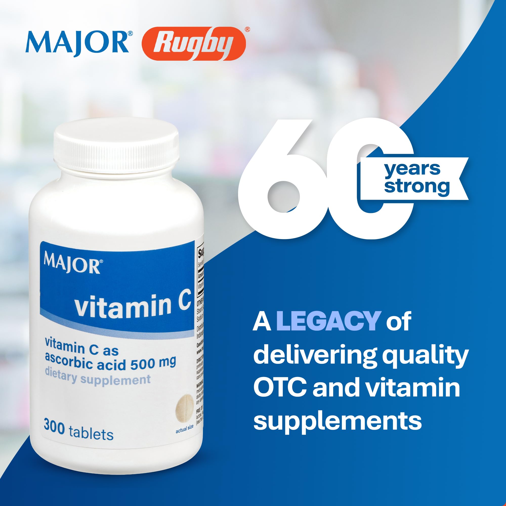 MAJOR Vitamin C Tablets 500mg side view