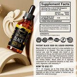Maju Superfoods Black Cumin Seed Oil 75g label close-up