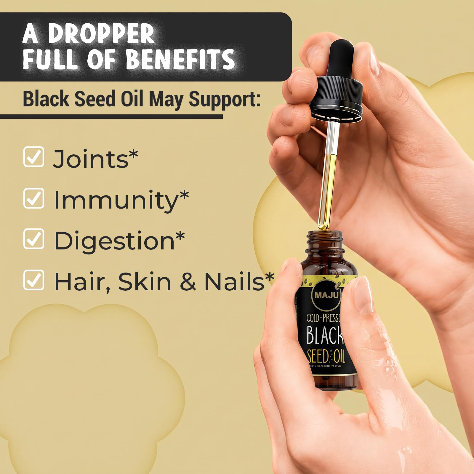 Maju Superfoods Black Cumin Seed Oil 75g with measuring spoon