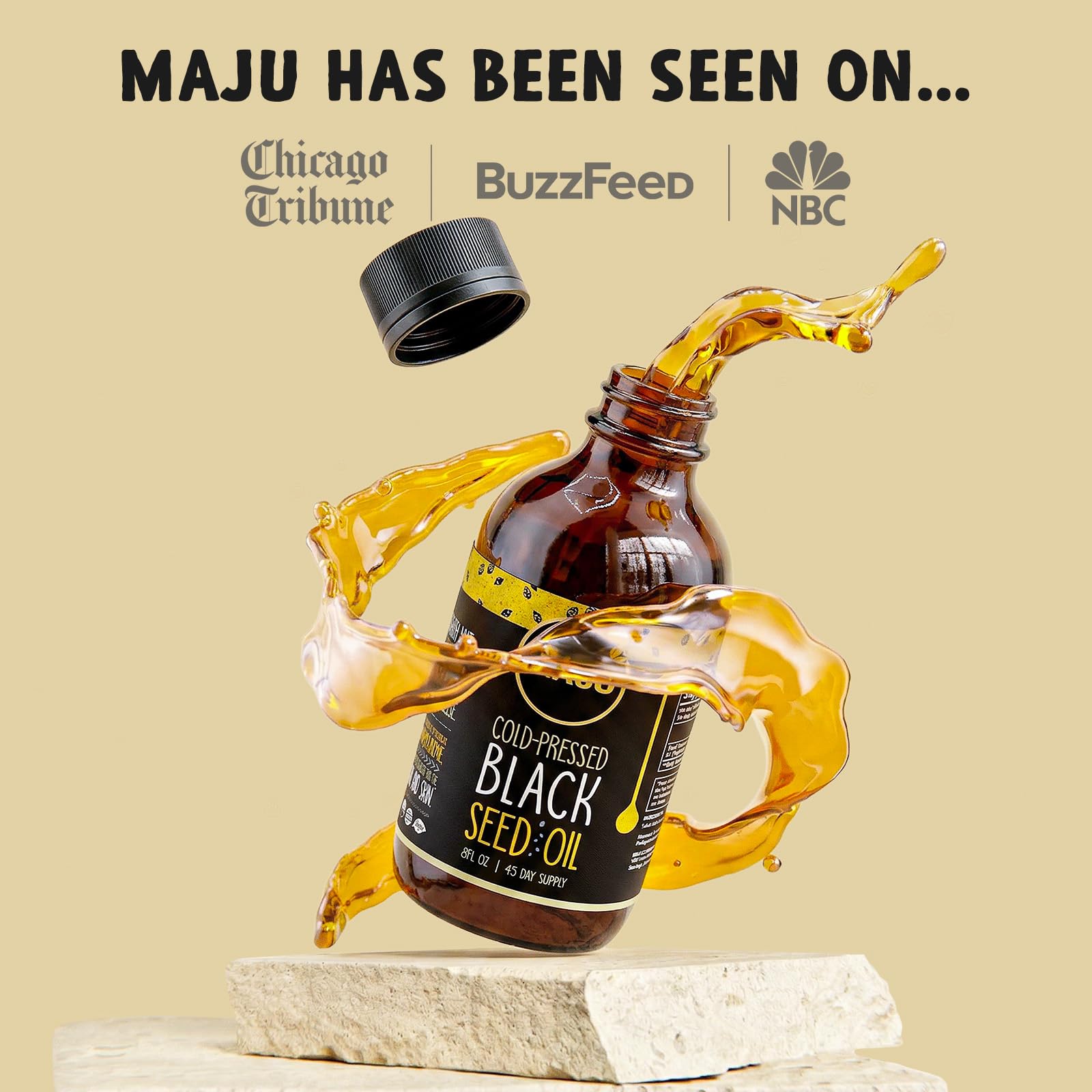 Maju Superfoods Black Seed Oil 227g in natural setting