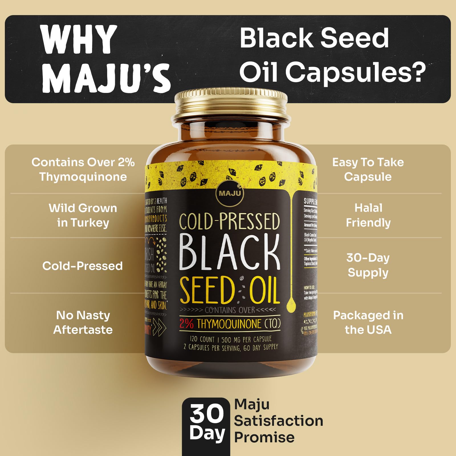 Maju Superfoods Black Seed Oil Capsules with measuring spoon